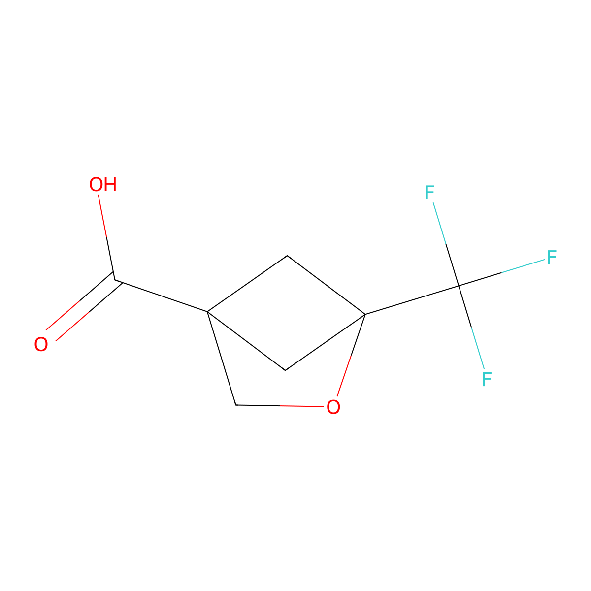 1-(Trifluoromethyl)-2-oxabicyclo[2.1.1]hexane-4-carboxylic acid molecular structure, CAS 2624134-57-0