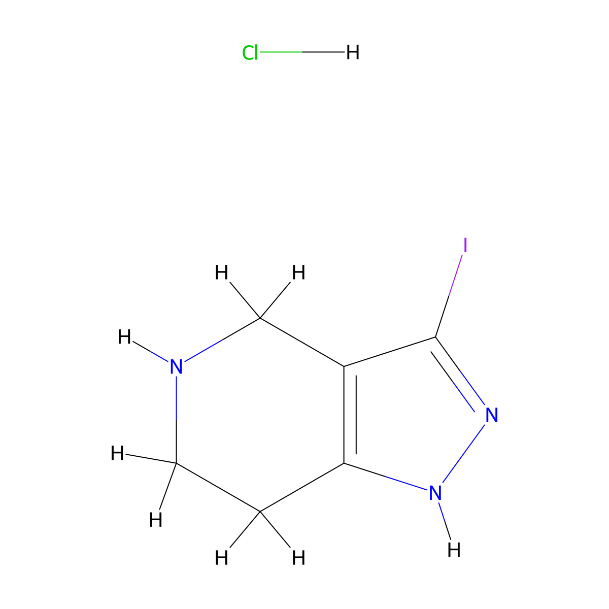 3-Iodo-4,5,6,7-tetrahydro-1H-pyrazolo[4,3-C]pyridine hydrochloride molecular structure, CAS 2624134-74-1