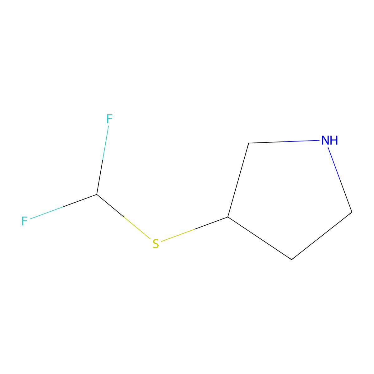 3-[(Difluoromethyl)sulfanyl]pyrrolidine molecular structure, CAS 2624134-78-5