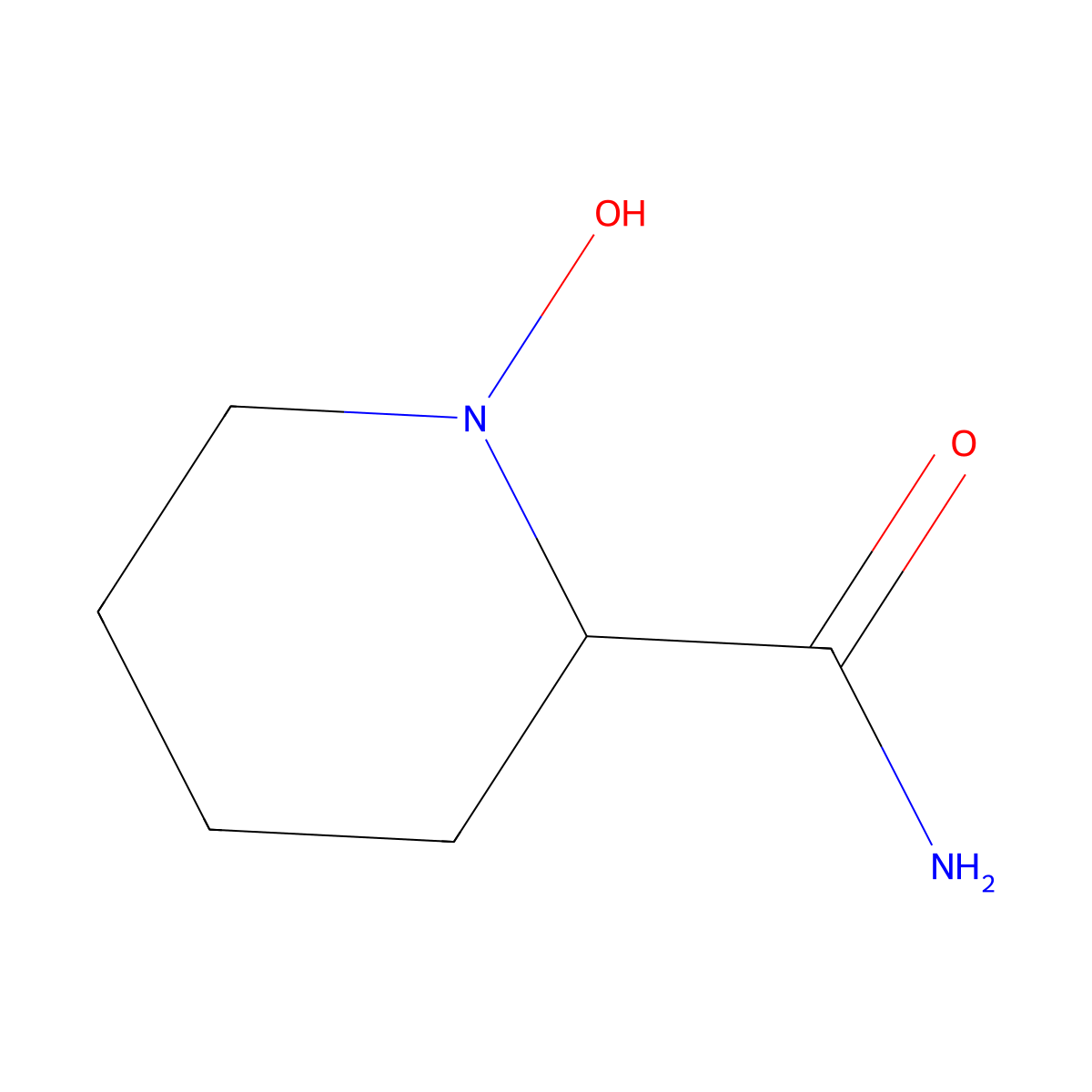 1-Hydroxypiperidine-2-carboxamide molecular structure, CAS 2624134-80-9