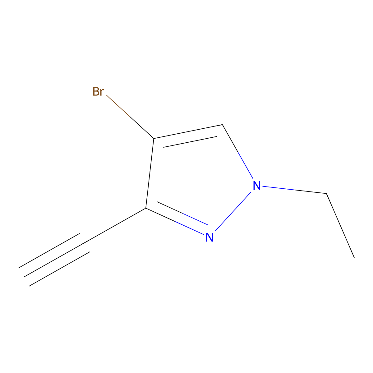 4-bromo-1-ethyl-3-ethynyl-1H-pyrazole molecular structure, CAS 2624134-85-4