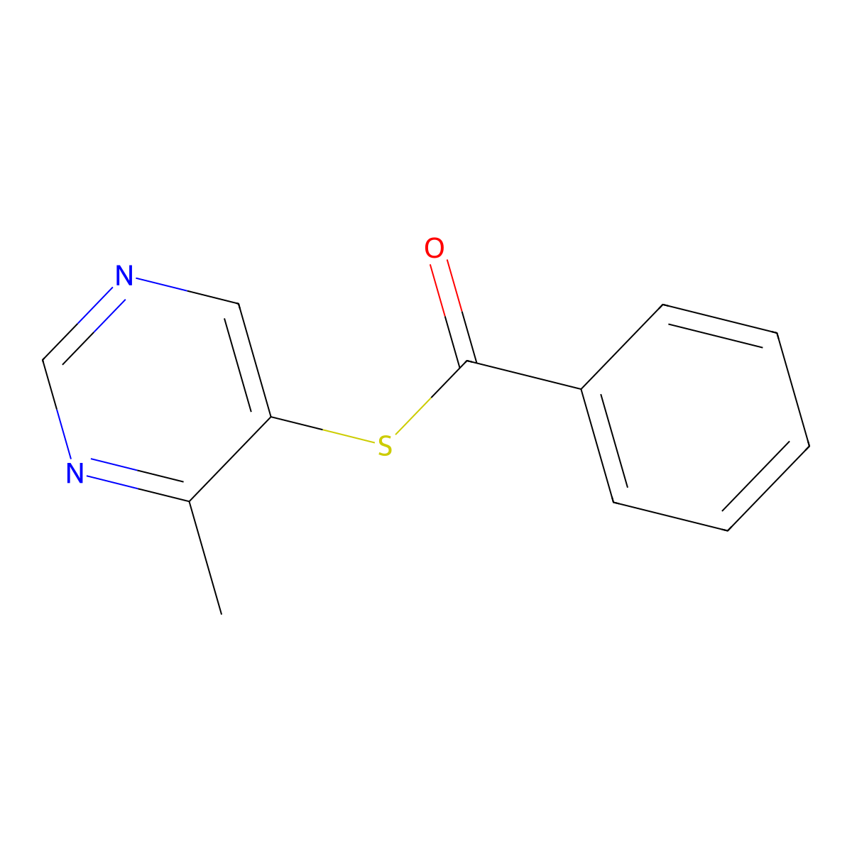 [(4-Methylpyrimidin-5-yl)sulfanyl](phenyl)methanone molecular structure, CAS 2624135-08-4