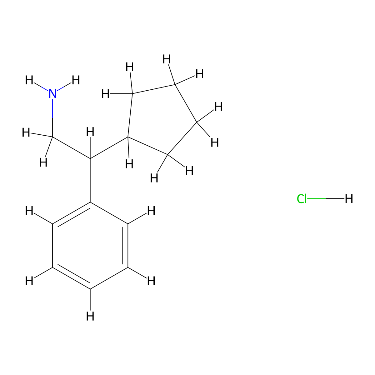 2-Cyclopentyl-2-phenylethan-1-amine hydrochloride molecular structure, CAS 2624135-10-8