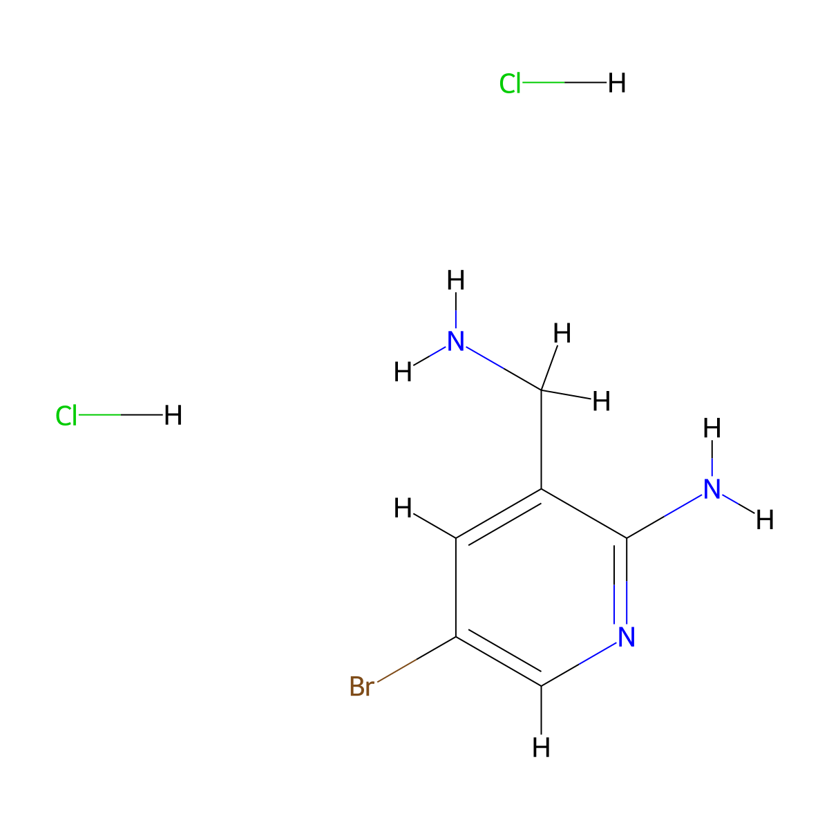 3-(Aminomethyl)-5-bromopyridin-2-amine dihydrochloride molecular structure, CAS 2624135-16-4