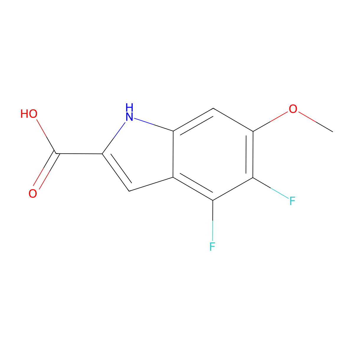4,5-difluoro-6-methoxy-1H-indole-2-carboxylic acid molecular structure, CAS 2624135-34-6