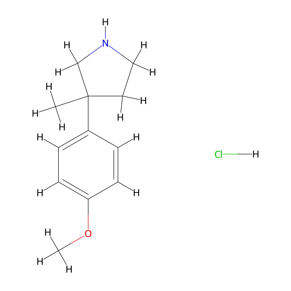 3-(4-Methoxyphenyl)-3-methylpyrrolidine hydrochloride molecular structure, CAS 2624135-46-0