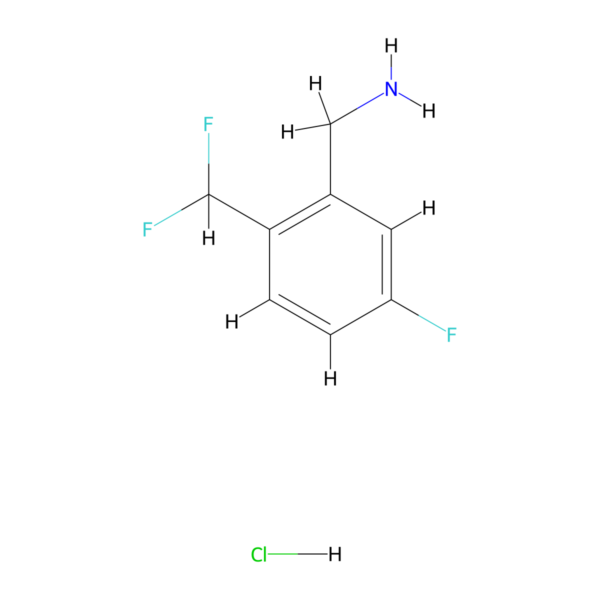 1-[2-(Difluoromethyl)-5-fluorophenyl]methanamine hydrochloride molecular structure, CAS 2624135-48-2