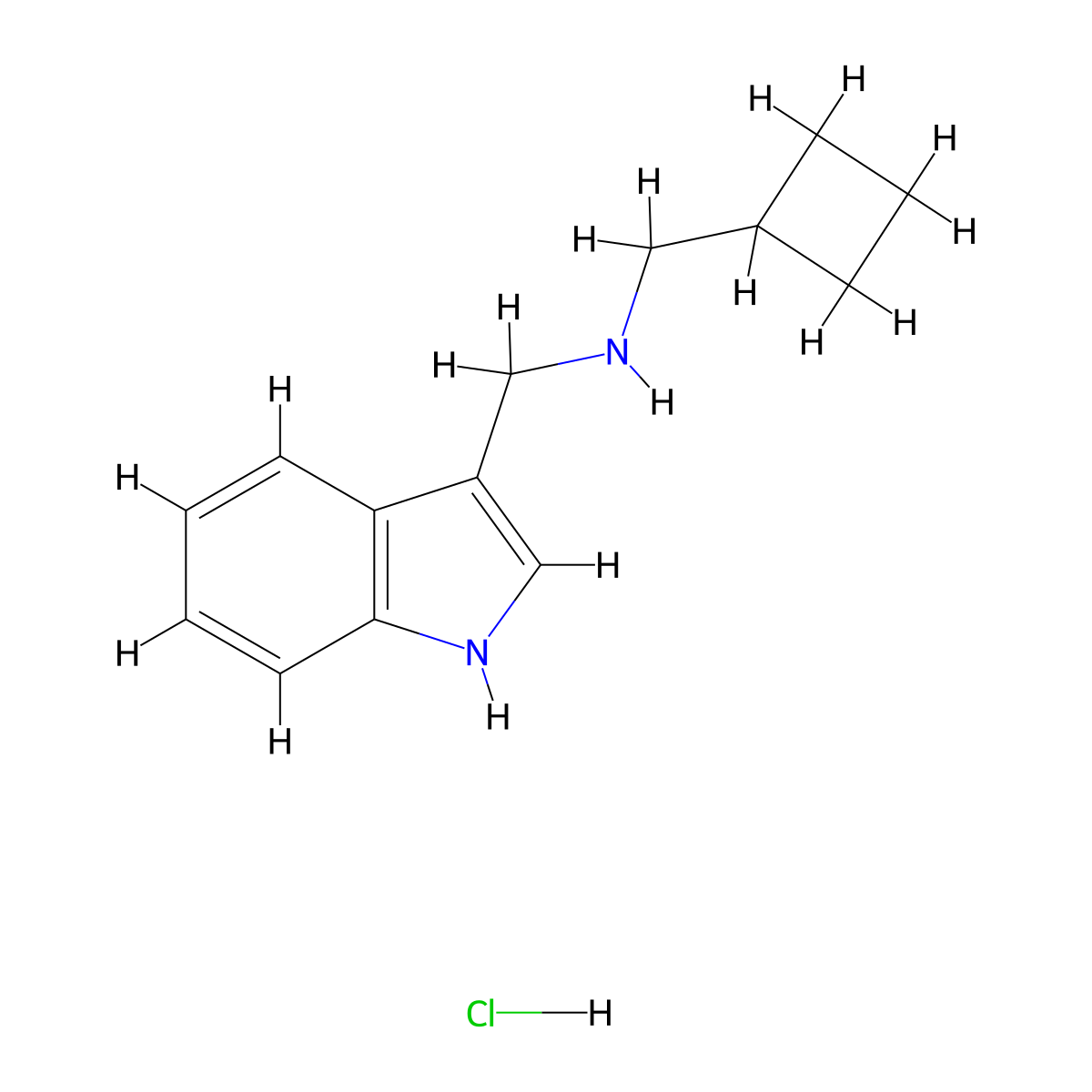 (cyclobutylmethyl)[(1H-indol-3-yl)methyl]amine hydrochloride molecular structure, CAS 2624135-49-3