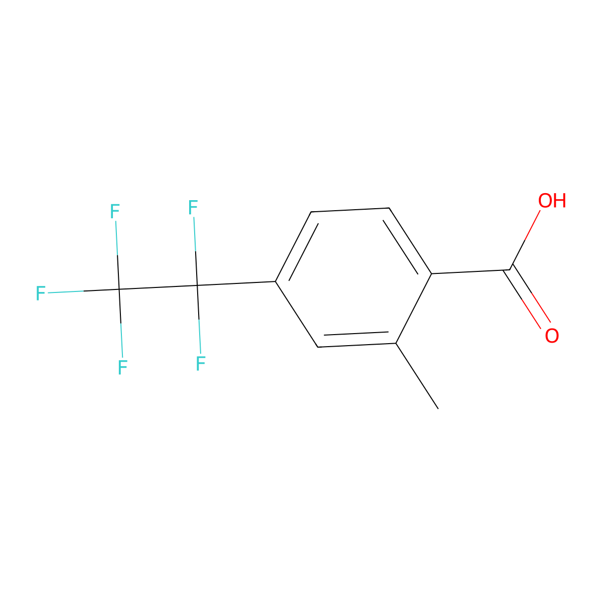 2-Methyl-4-(1,1,2,2,2-pentafluoroethyl)benzoic acid molecular structure, CAS 2624135-50-6