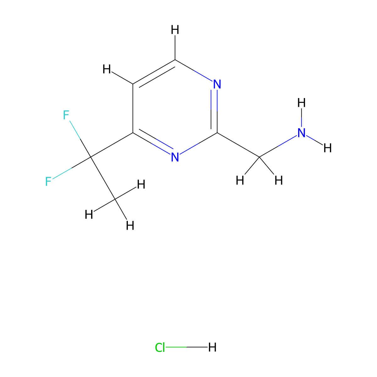 1-[4-(1,1-Difluoroethyl)pyrimidin-2-yl]methanamine hydrochloride molecular structure, CAS 2624135-55-1