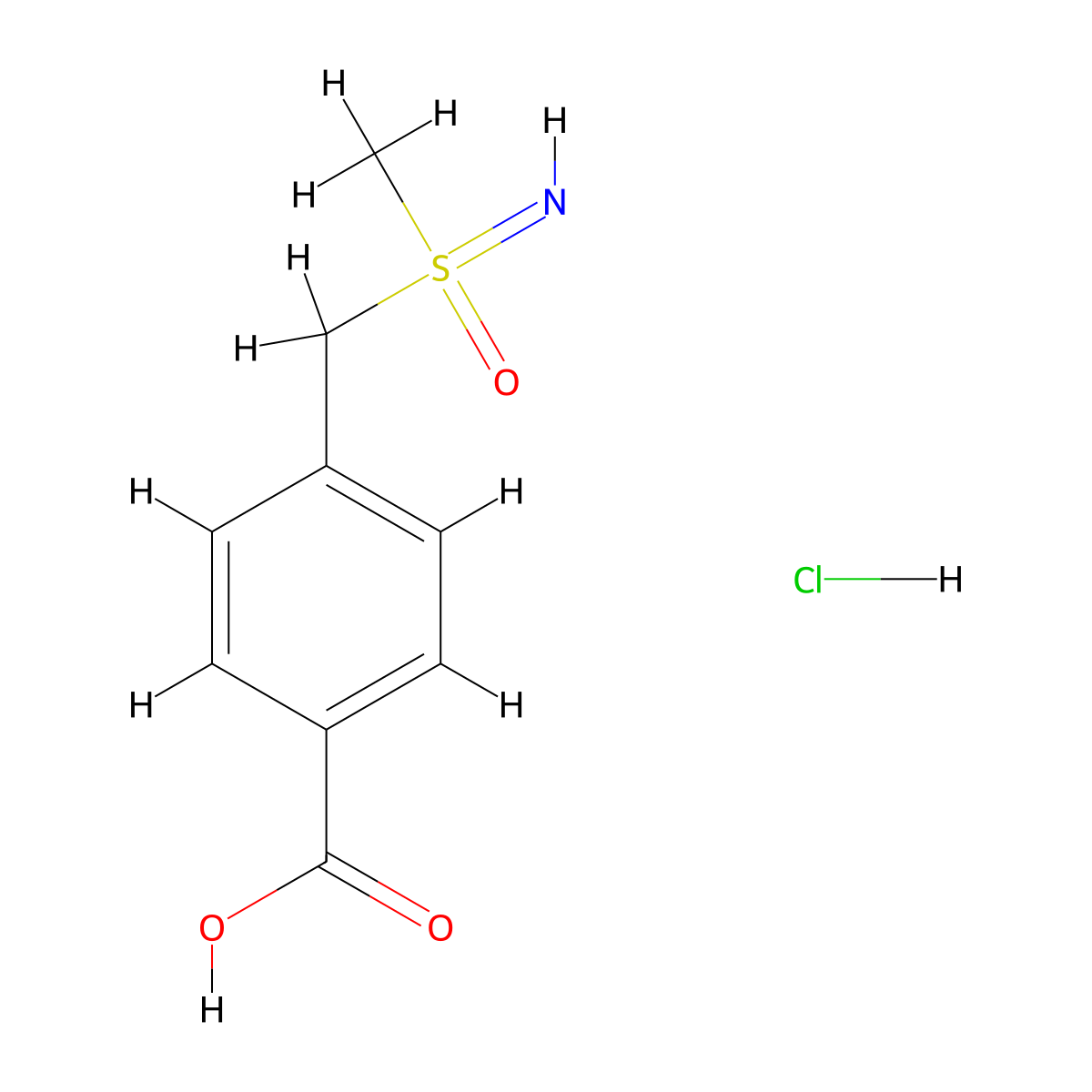 4-{[Imino(methyl)oxo-lambda6-sulfanyl]methyl}benzoic acid hydrochloride molecular structure, CAS 2624135-65-3