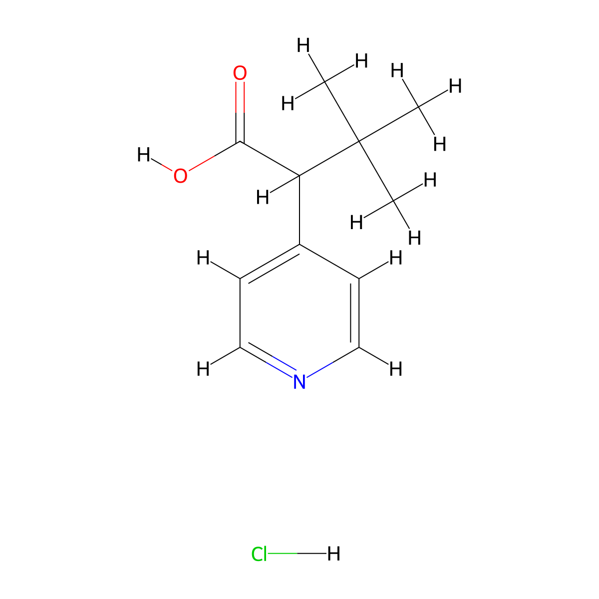 3,3-Dimethyl-2-(pyridin-4-yl)butanoic acid hydrochloride molecular structure, CAS 2624135-68-6