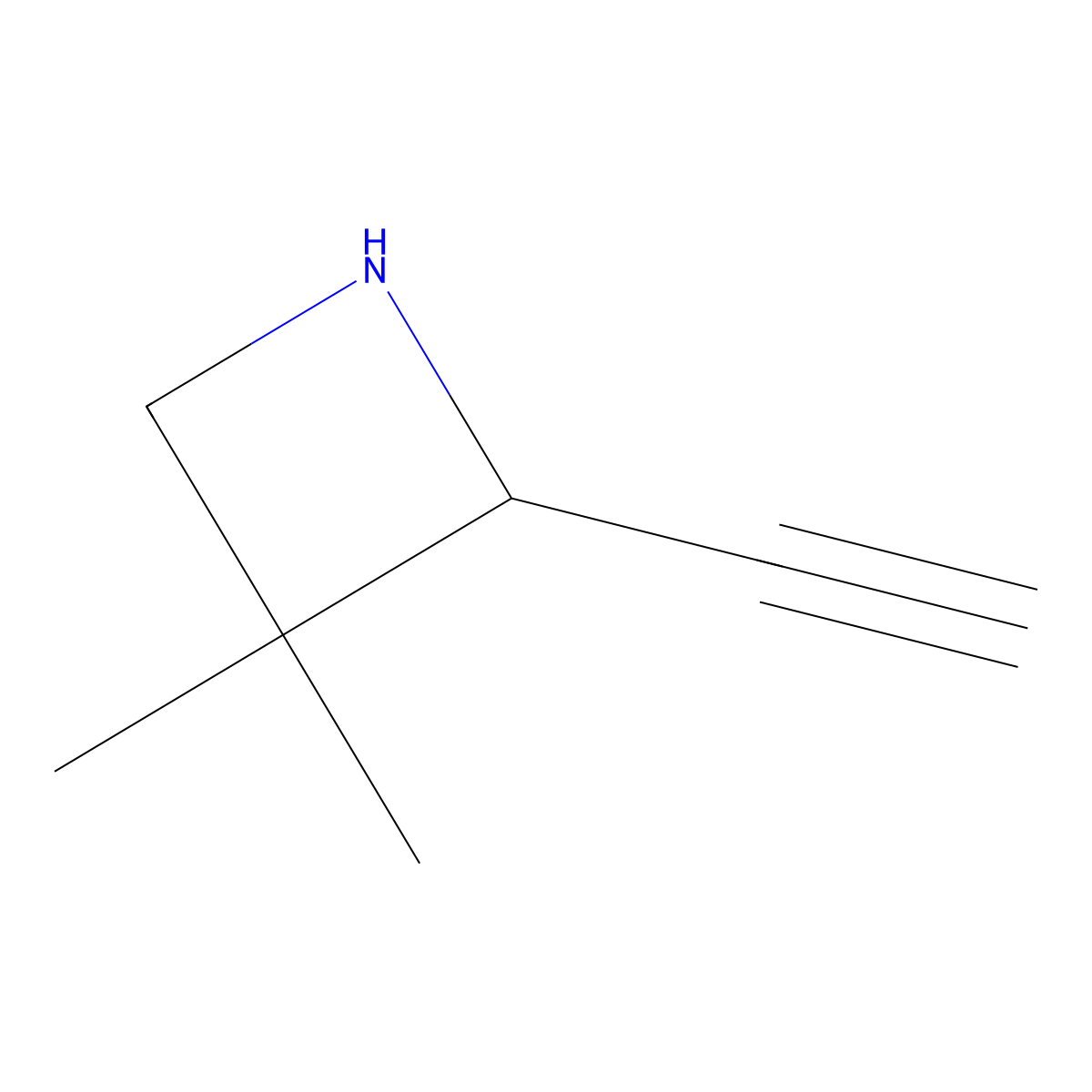 2-Ethynyl-3,3-dimethylazetidine molecular structure, CAS 2624135-75-5