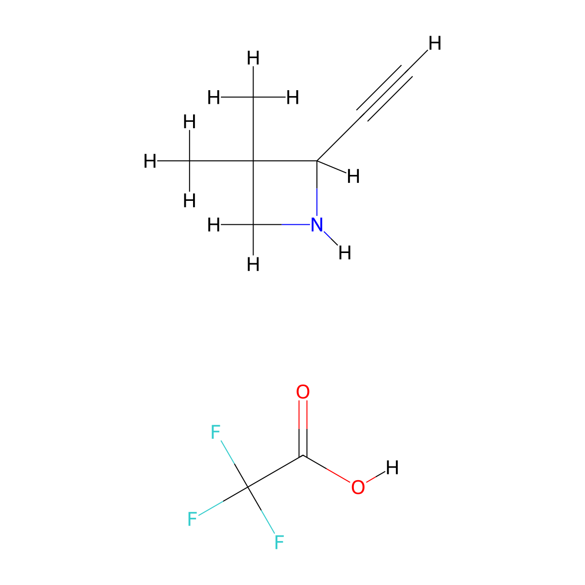 2-Ethynyl-3,3-dimethylazetidine; trifluoroacetic acid molecular structure, CAS 2624135-76-6