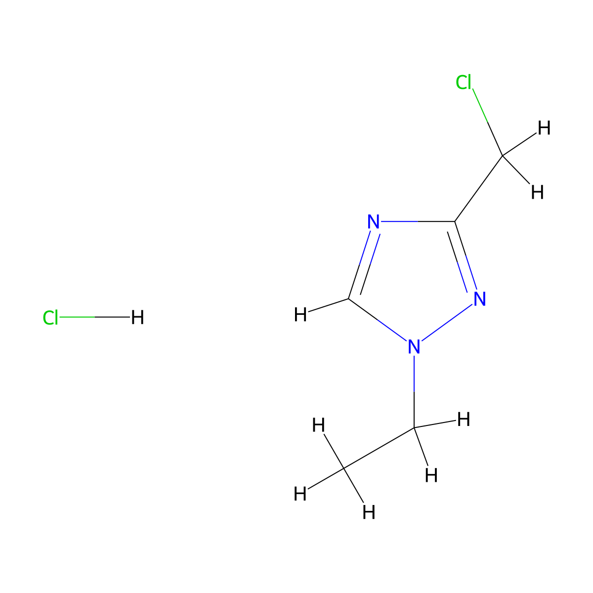 3-(chloromethyl)-1-ethyl-1H-1,2,4-triazole hydrochloride molecular structure, CAS 2624135-78-8