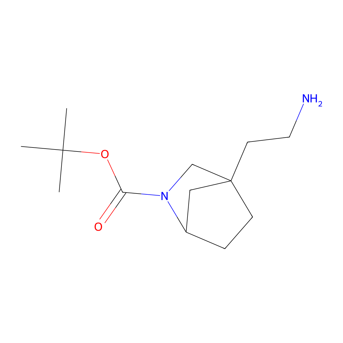 Tert-butyl 4-(2-aminoethyl)-2-azabicyclo[2.2.1]heptane-2-carboxylate molecular structure, CAS 2624135-79-9