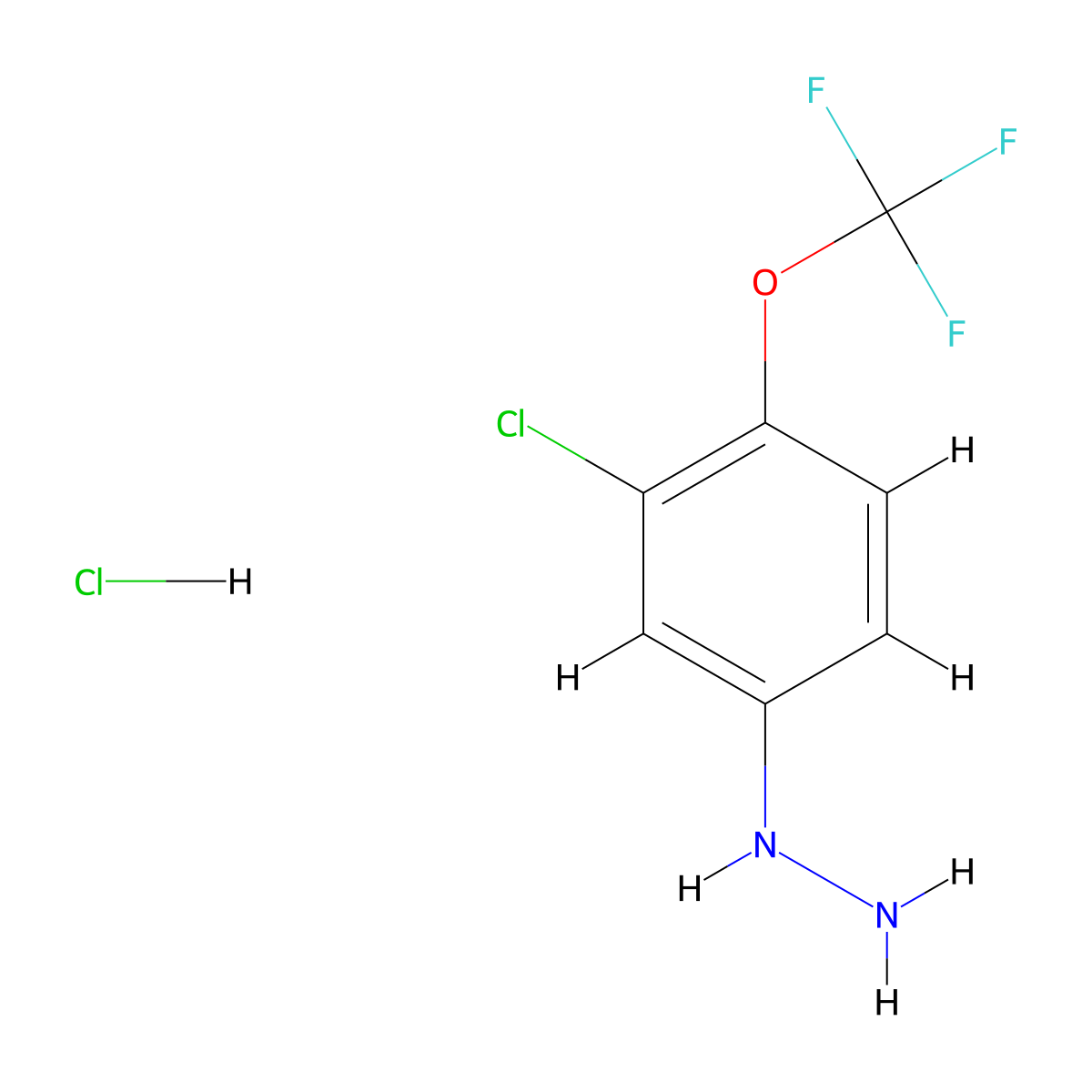 [3-Chloro-4-(trifluoromethoxy)phenyl]hydrazinehydrochloride molecular structure, CAS 2624135-86-8