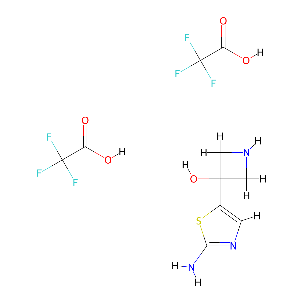 3-(2-Amino-1,3-thiazol-5-yl)azetidin-3-ol; bis(trifluoroacetic acid) molecular structure, CAS 2624135-88-0