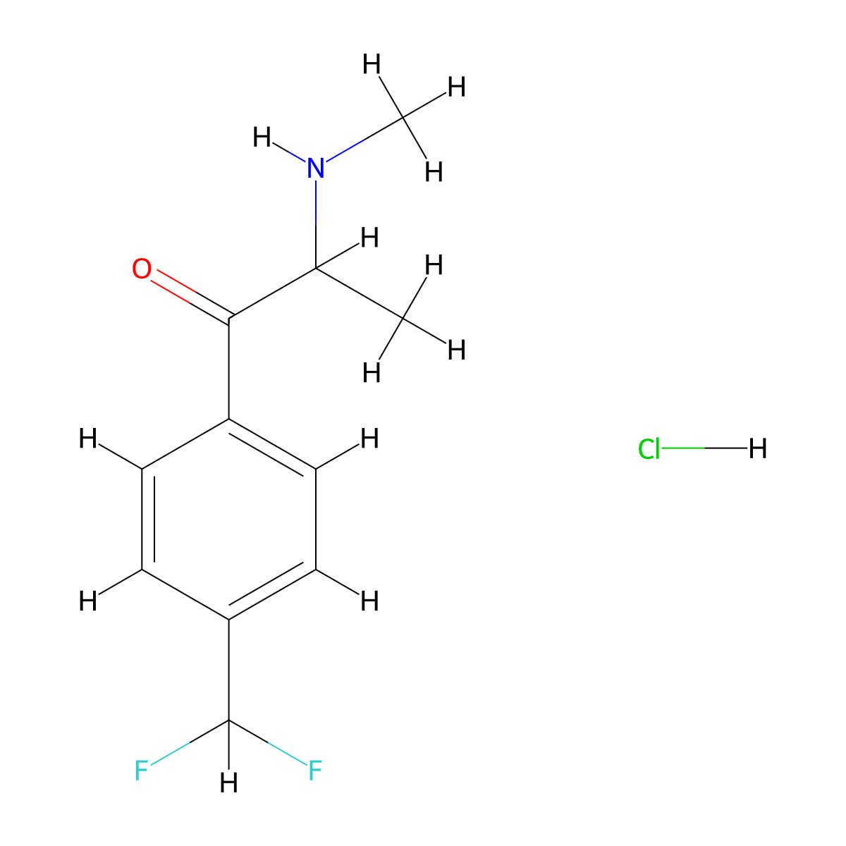 1-[4-(Difluoromethyl)phenyl]-2-(methylamino)propan-1-one hydrochloride molecular structure, CAS 2624135-95-9