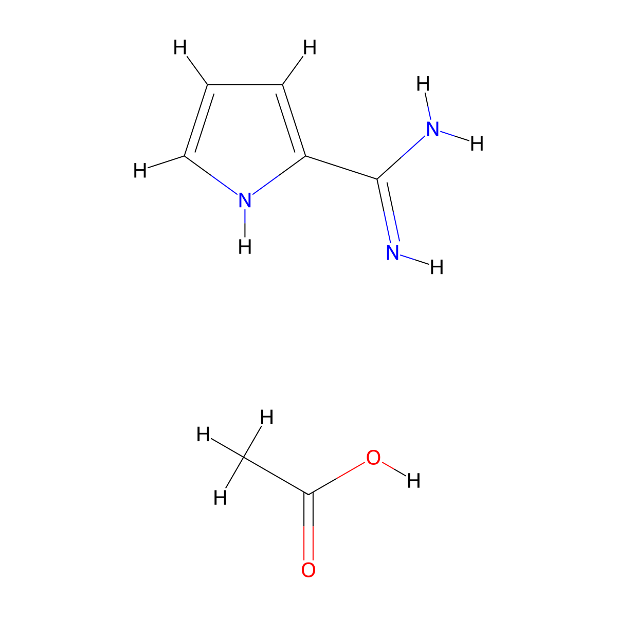 1H-pyrrole-2-carboximidamide, acetic acid molecular structure, CAS 2624135-96-0