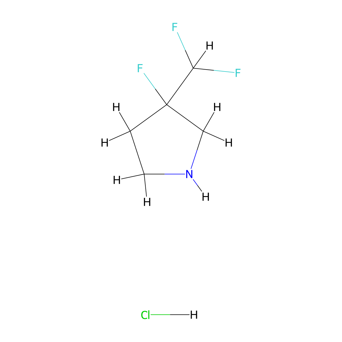 3-(Difluoromethyl)-3-fluoropyrrolidine hydrochloride molecular structure, CAS 2624135-98-2