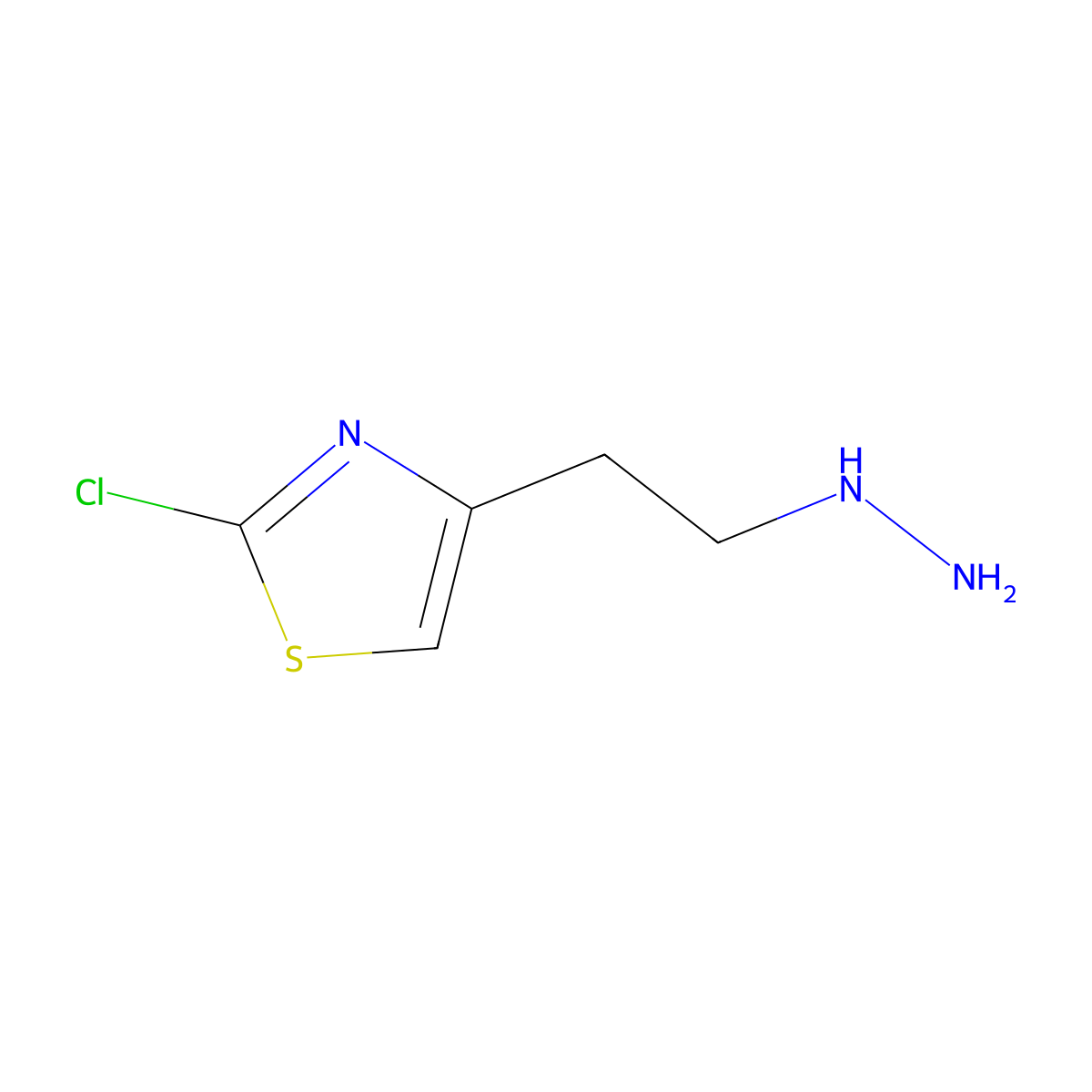 2-Chloro-4-(2-hydrazinylethyl)-1,3-thiazole molecular structure, CAS 2624136-01-0