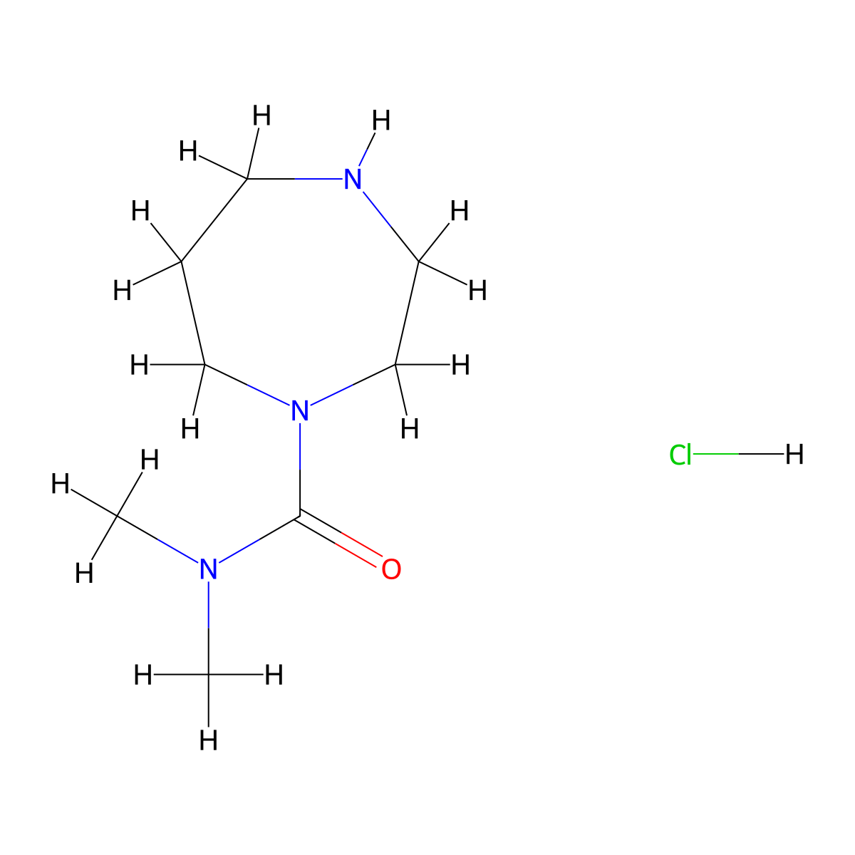 N,N-dimethyl-1,4-diazepane-1-carboxamide hydrochloride molecular structure, CAS 2624136-05-4