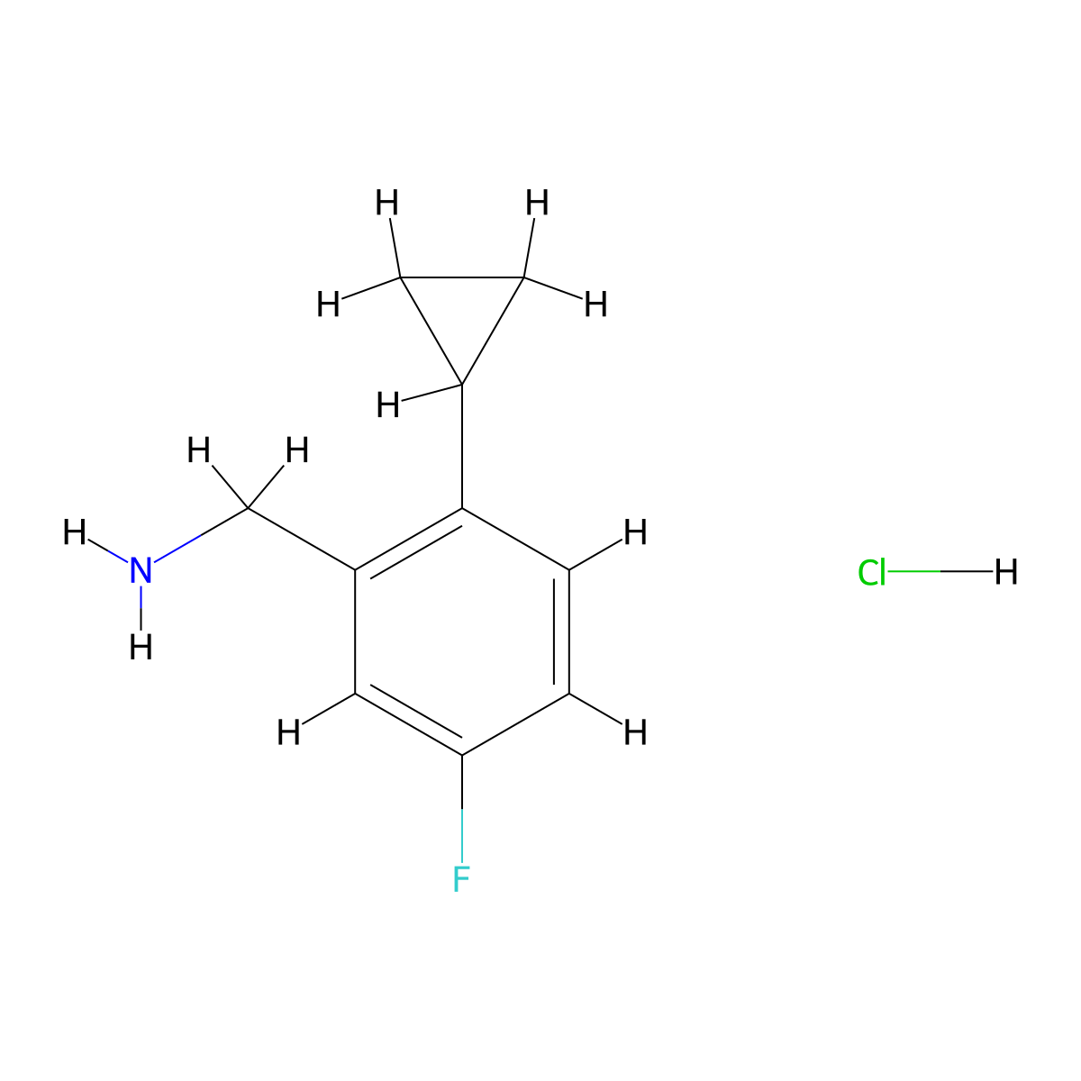 1-(2-Cyclopropyl-5-fluorophenyl)methanamine hydrochloride molecular structure, CAS 2624136-20-3