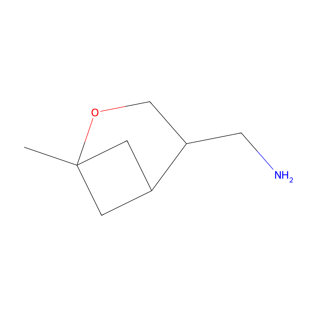 1-{1-Methyl-2-oxabicyclo[3.1.1]heptan-4-yl}methanamine molecular structure, CAS 2624136-23-6