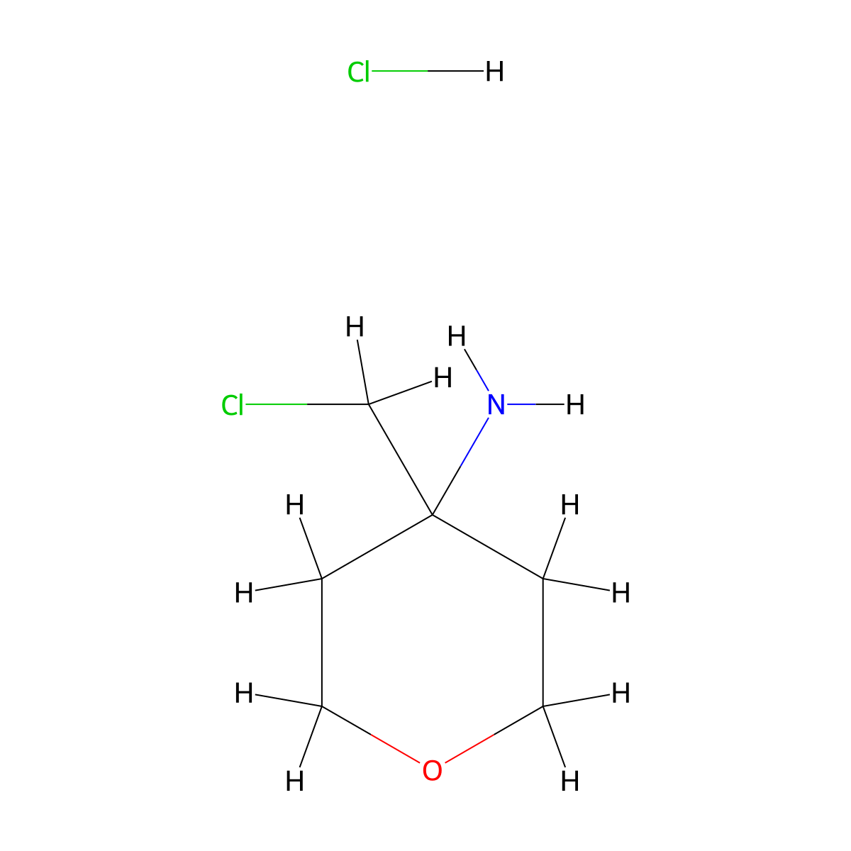 4-(Chloromethyl)oxan-4-amine hydrochloride molecular structure, CAS 2624136-27-0