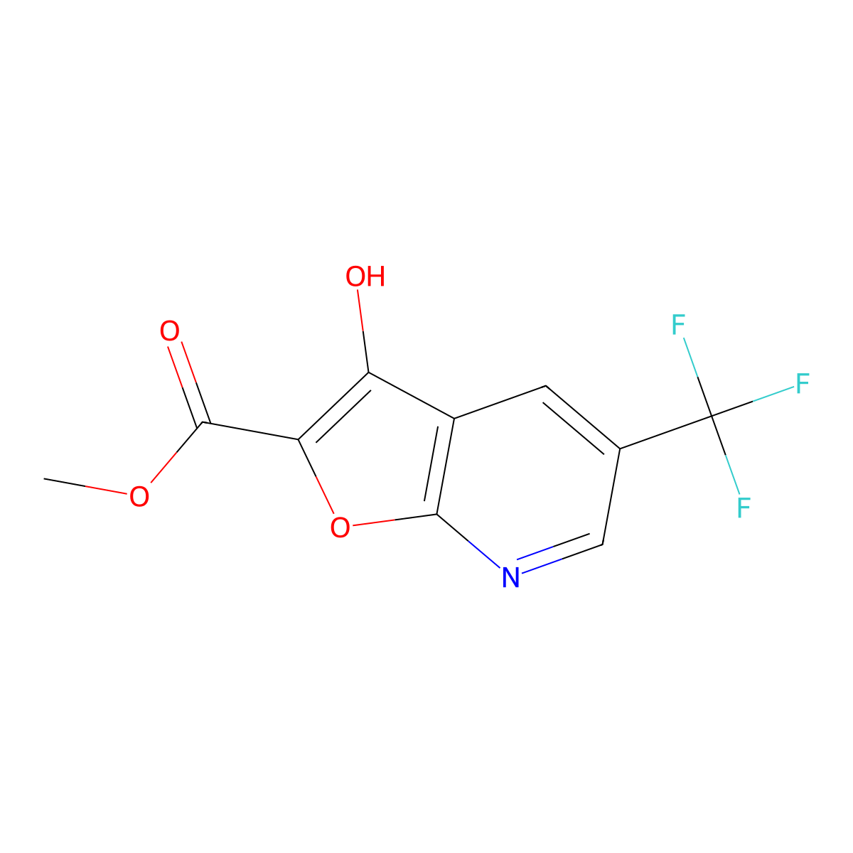 Methyl 3-hydroxy-5-(trifluoromethyl)furo[2,3-b]pyridine-2-carboxylate molecular structure, CAS 2624136-35-0