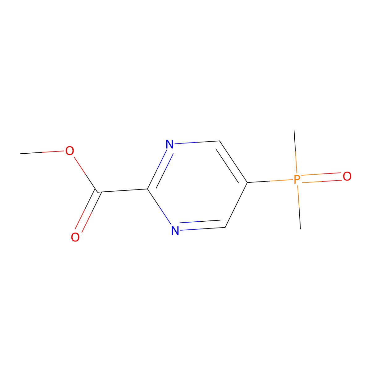 Methyl 5-(dimethylphosphoryl)pyrimidine-2-carboxylate molecular structure, CAS 2624136-36-1