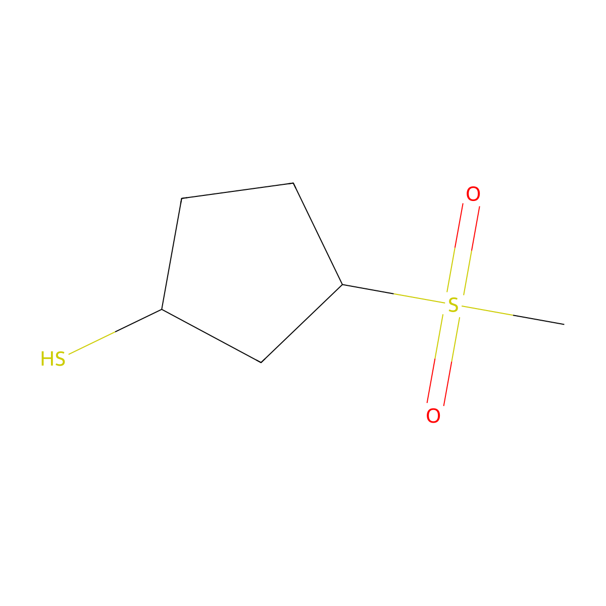 3-Methanesulfonylcyclopentane-1-thiol molecular structure, CAS 2624136-38-3