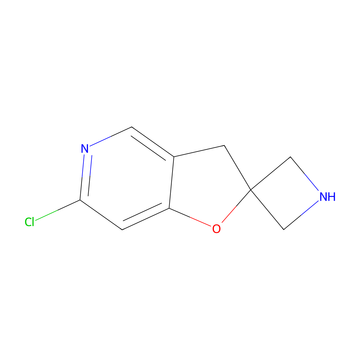 6'-chloro-3'H-spiro[azetidine-3,2'-furo[3,2-c]pyridine] molecular structure, CAS 2624136-43-0
