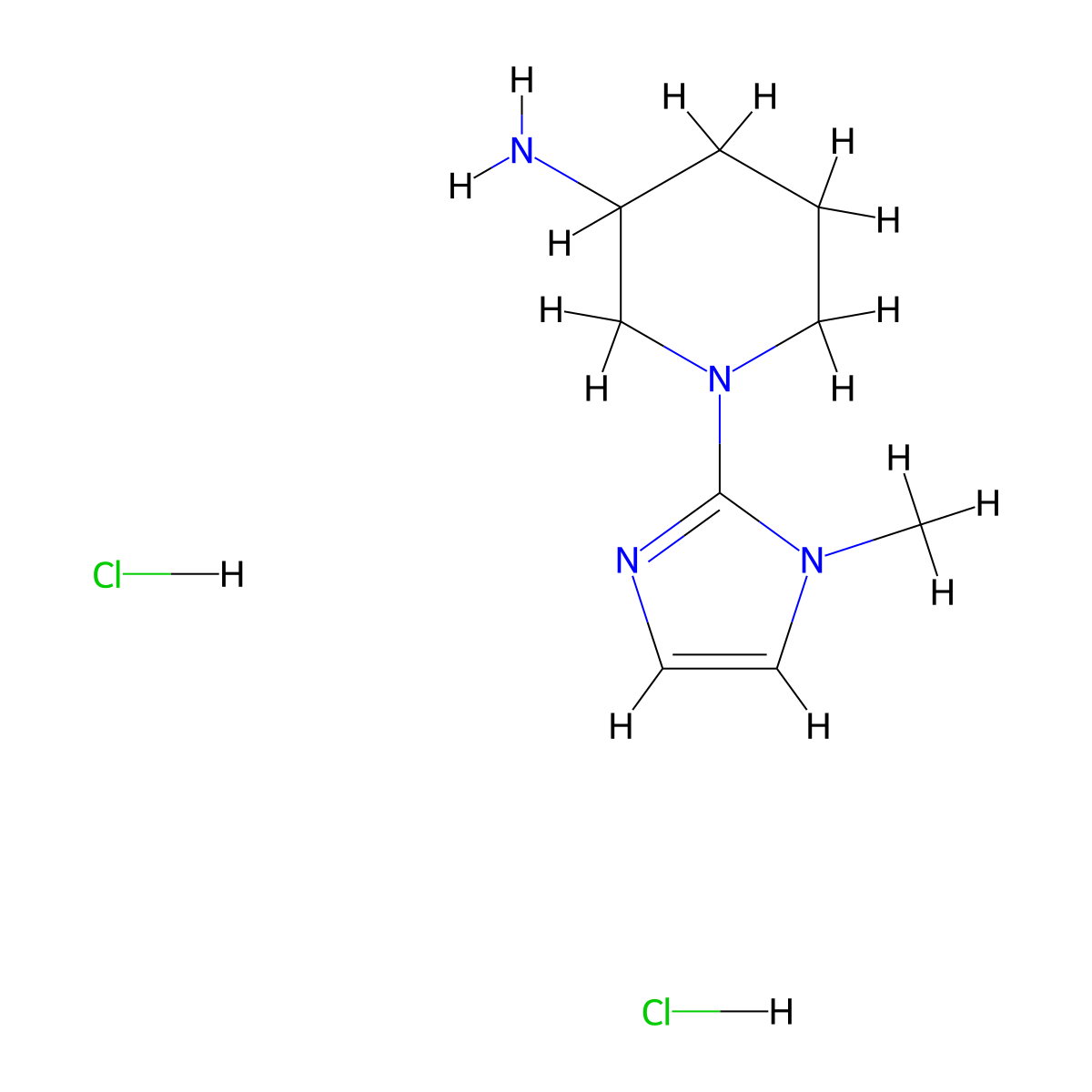 1-(1-methyl-1H-imidazol-2-yl)piperidin-3-amine dihydrochloride molecular structure, CAS 2624136-47-4