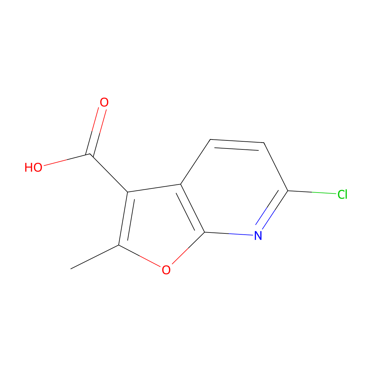 6-Chloro-2-methylfuro[2,3-b]pyridine-3-carboxylic acid molecular structure, CAS 2624137-23-9