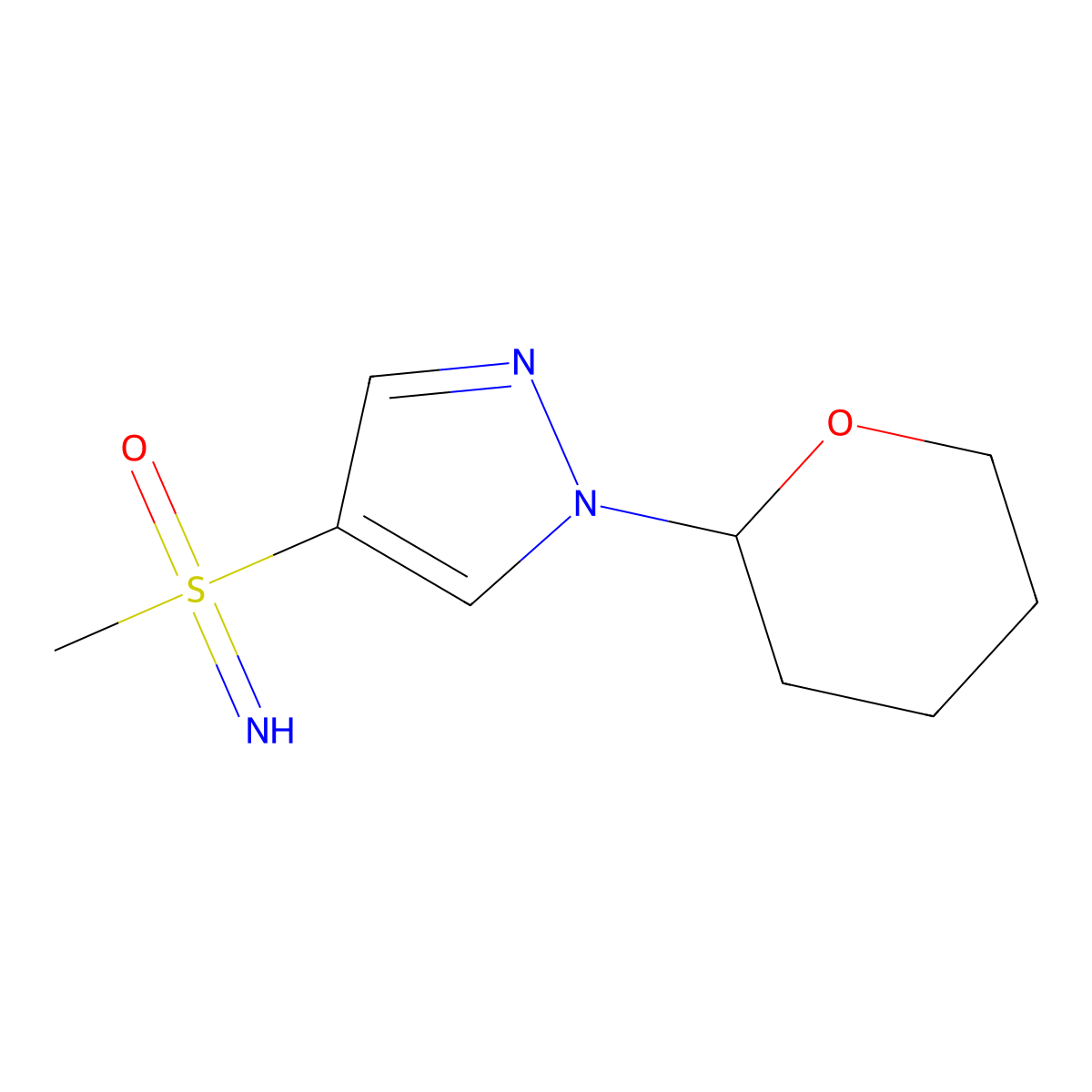 imino(methyl)[1-(oxan-2-yl)-1H-pyrazol-4-yl]-lambda6-sulfanone molecular structure, CAS 2624137-26-2