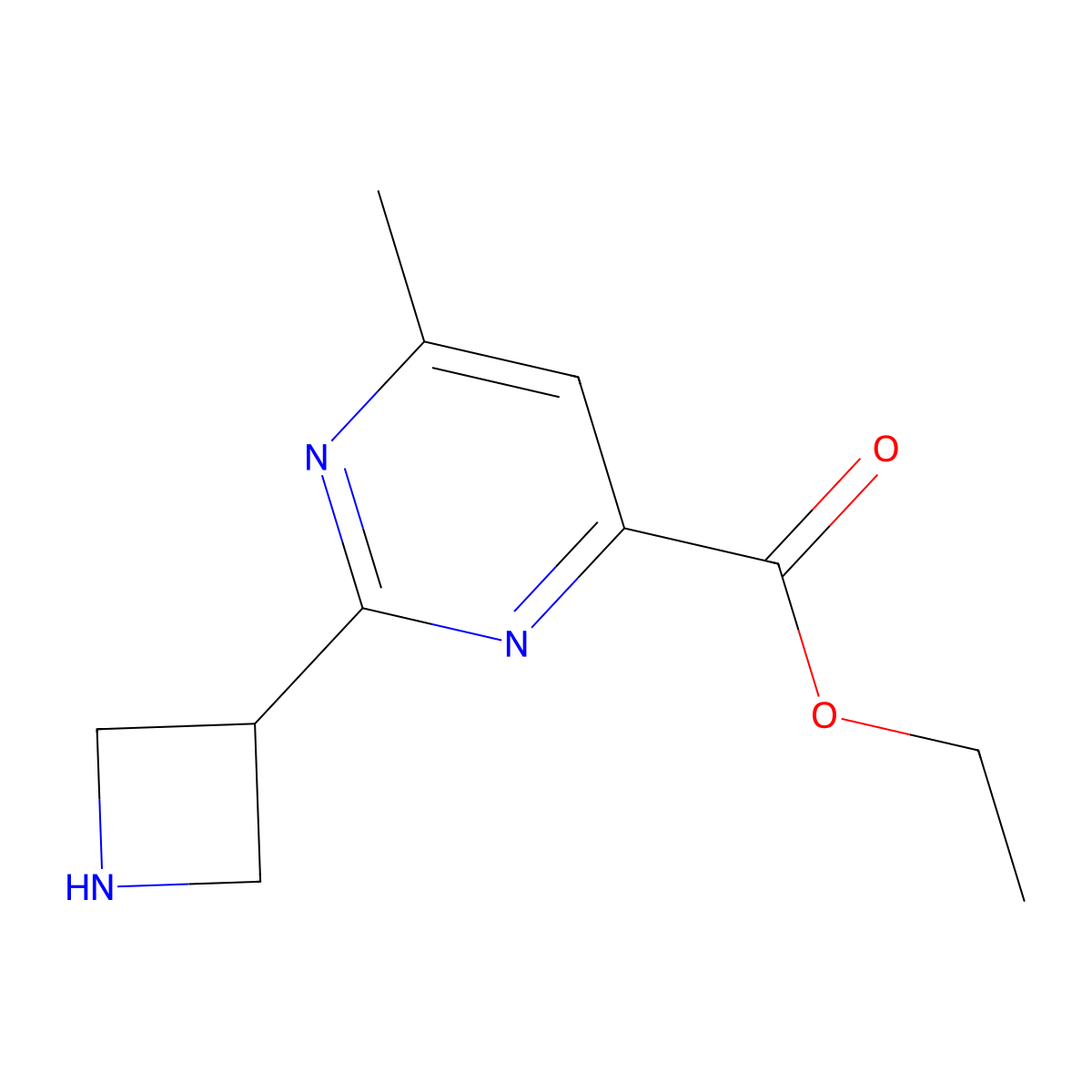 Ethyl 2-(azetidin-3-yl)-6-methylpyrimidine-4-carboxylate molecular structure, CAS 2624137-28-4