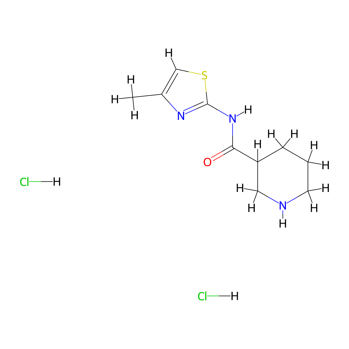 N-(4-methyl-1,3-thiazol-2-yl)piperidine-3-carboxamide dihydrochloride molecular structure, CAS 2624137-29-5