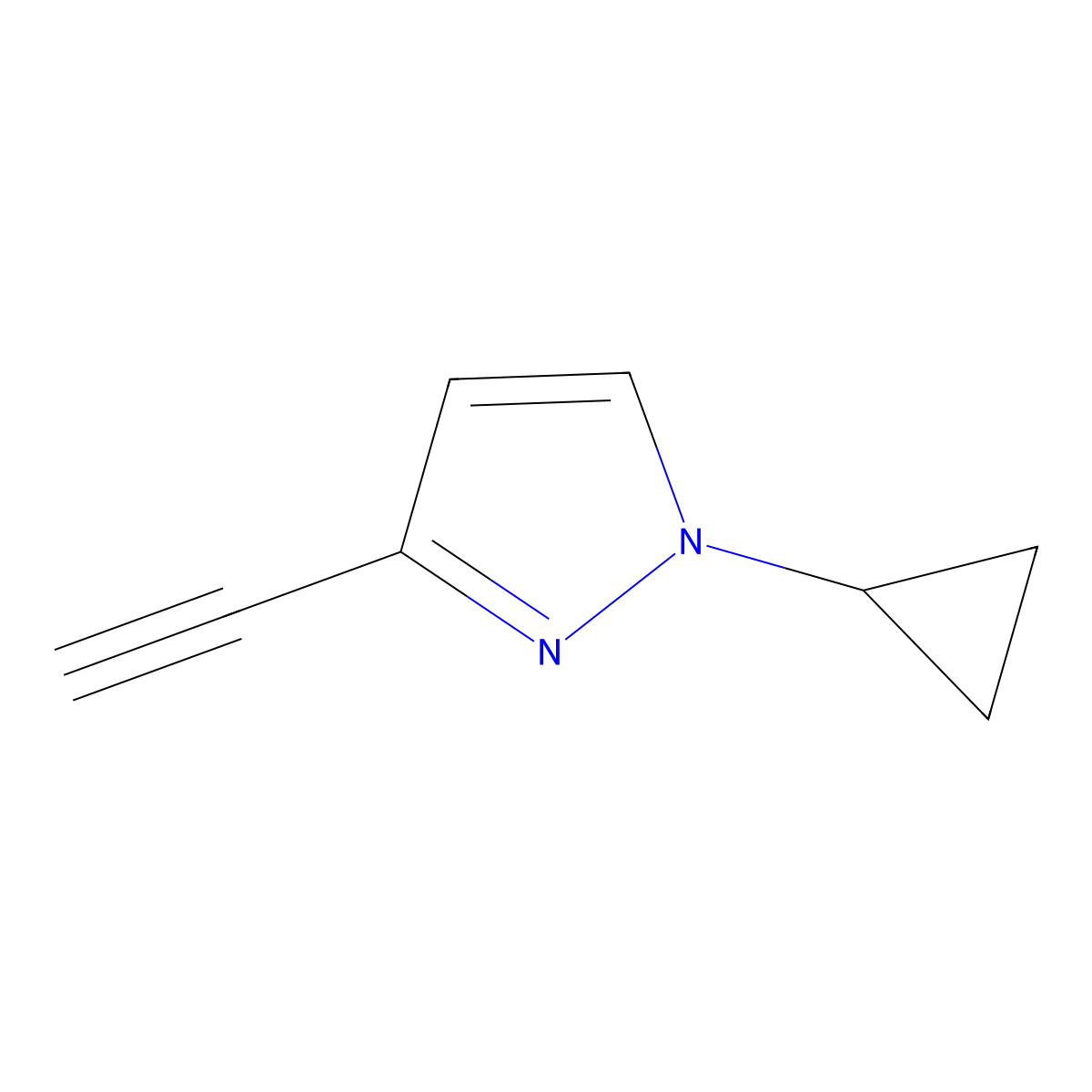 1-Cyclopropyl-3-ethynyl-1h-pyrazole molecular structure, CAS 2624137-36-4