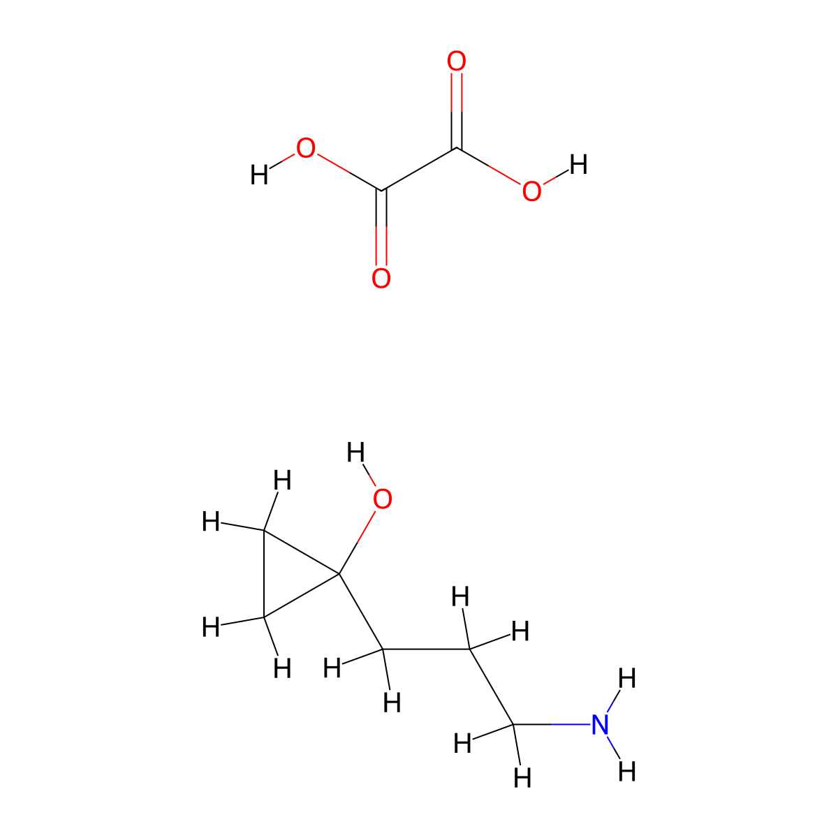 1-(3-Aminopropyl)cyclopropan-1-ol, oxalic acid molecular structure, CAS 2624137-40-0