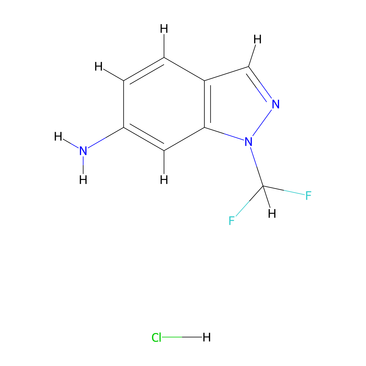 1-(difluoromethyl)-1H-indazol-6-amine hydrochloride molecular structure, CAS 2624137-41-1