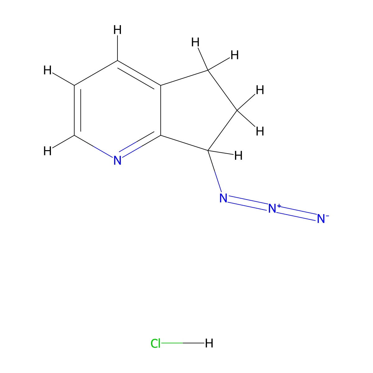 7-azido-5H,6H,7H-cyclopenta[b]pyridine hydrochloride molecular structure, CAS 2624137-44-4