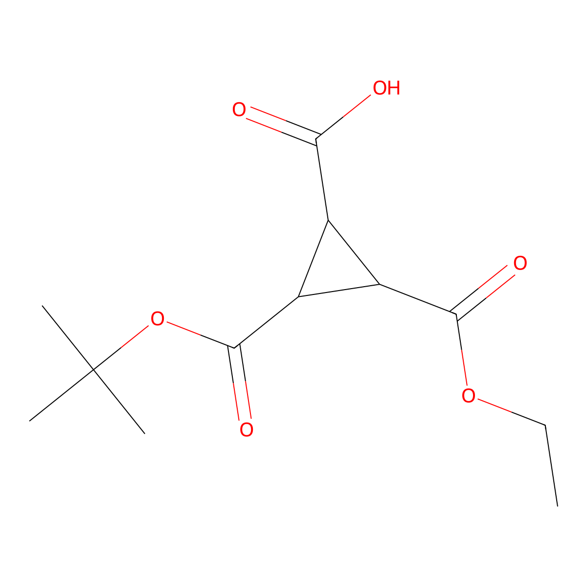 2-[(Tert-butoxy)carbonyl]-3-(ethoxycarbonyl)cyclopropane-1-carboxylic acid molecular structure, CAS 2624137-46-6