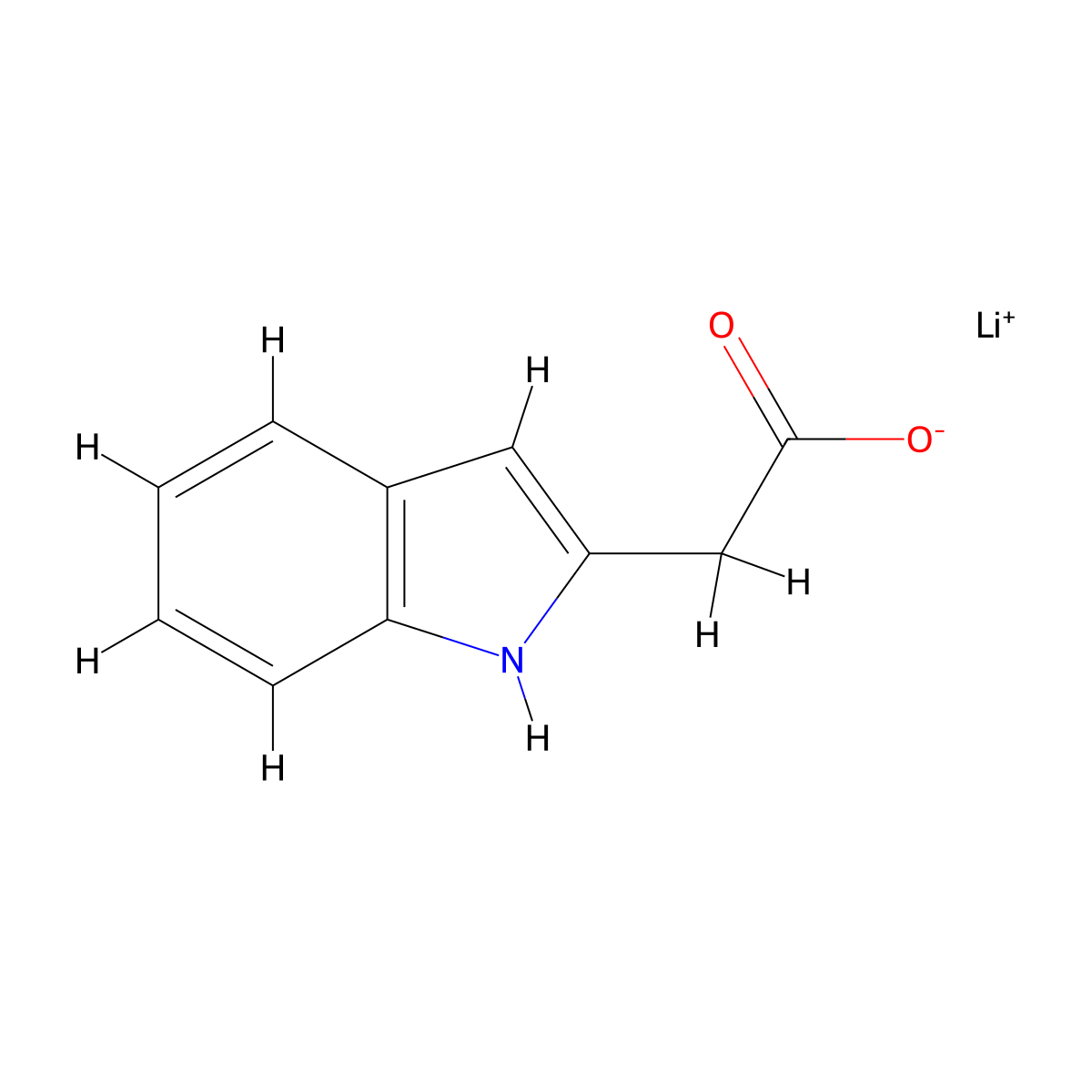 lithium(1+) 2-(1H-indol-2-yl)acetate molecular structure, CAS 2624137-62-6