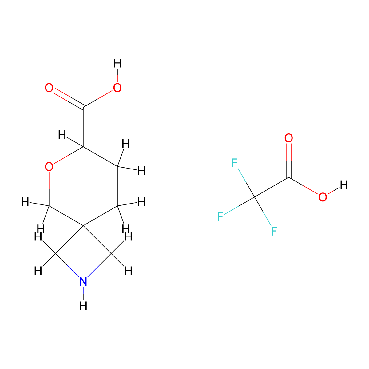 6-Oxa-2-azaspiro[3.5]nonane-7-carboxylic acid; trifluoroacetic acid molecular structure, CAS 2624137-65-9