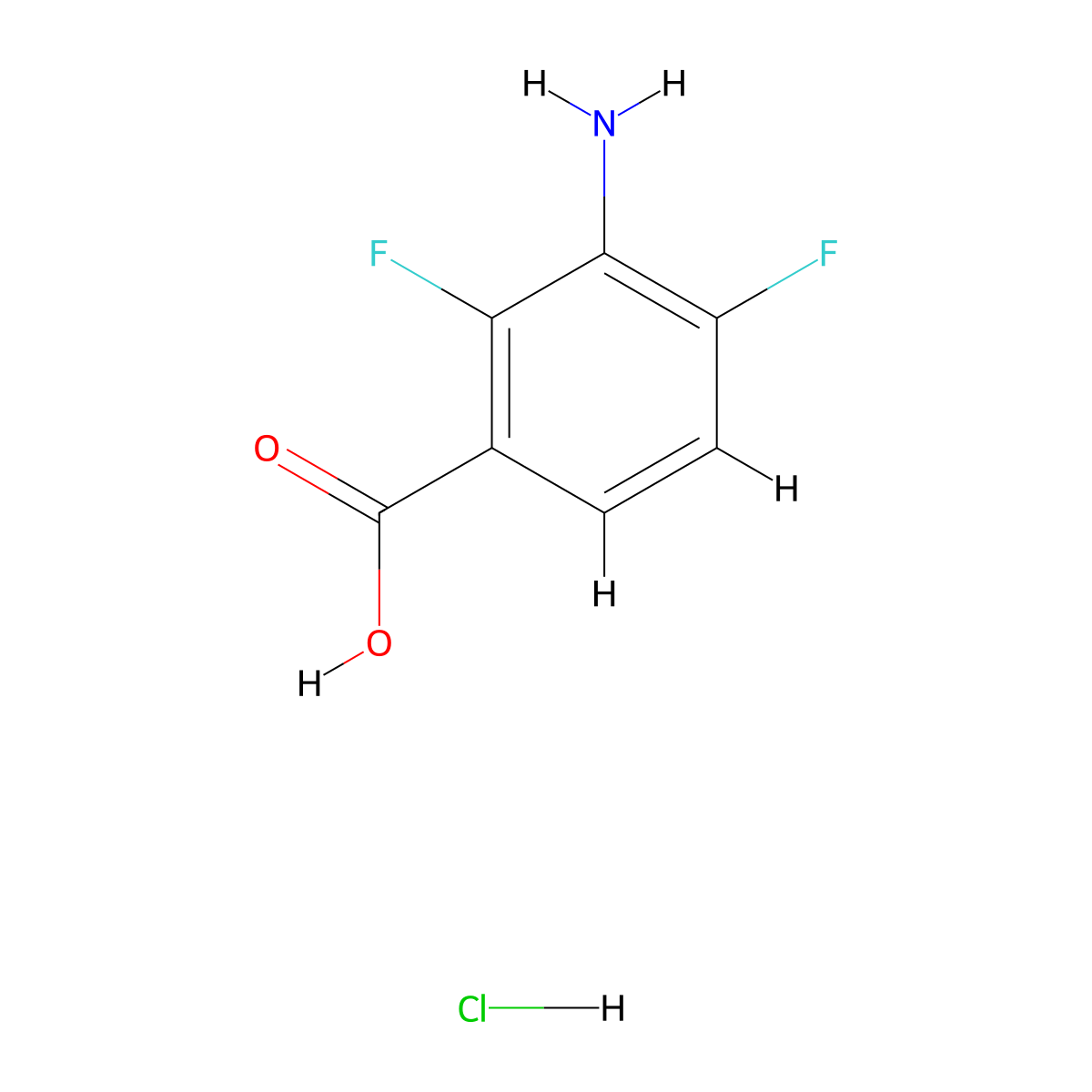 3-Amino-2,4-difluorobenzoic acid hydrochloride molecular structure, CAS 2624137-66-0