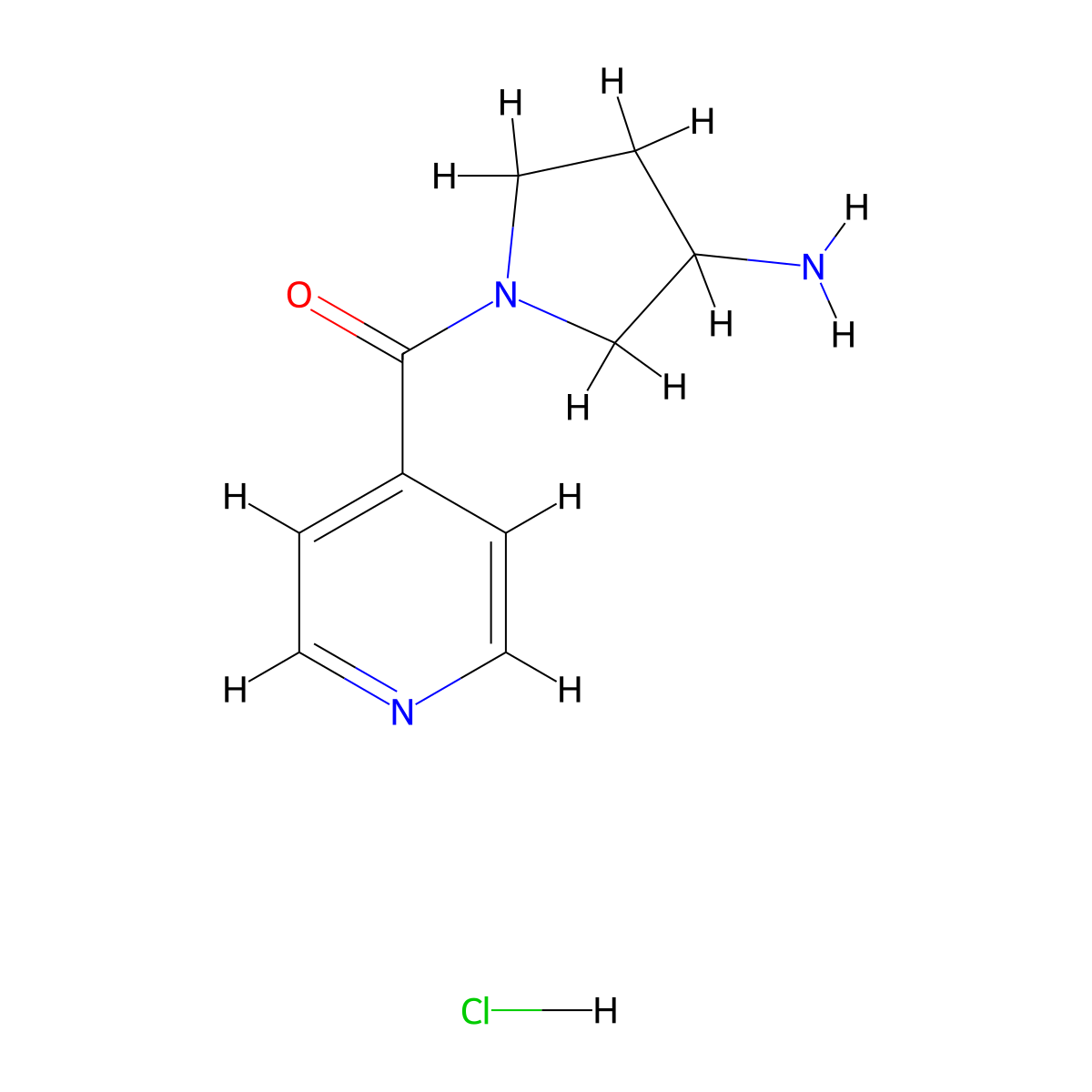 1-(Pyridine-4-carbonyl)pyrrolidin-3-amine hydrochloride molecular structure, CAS 2624137-72-8
