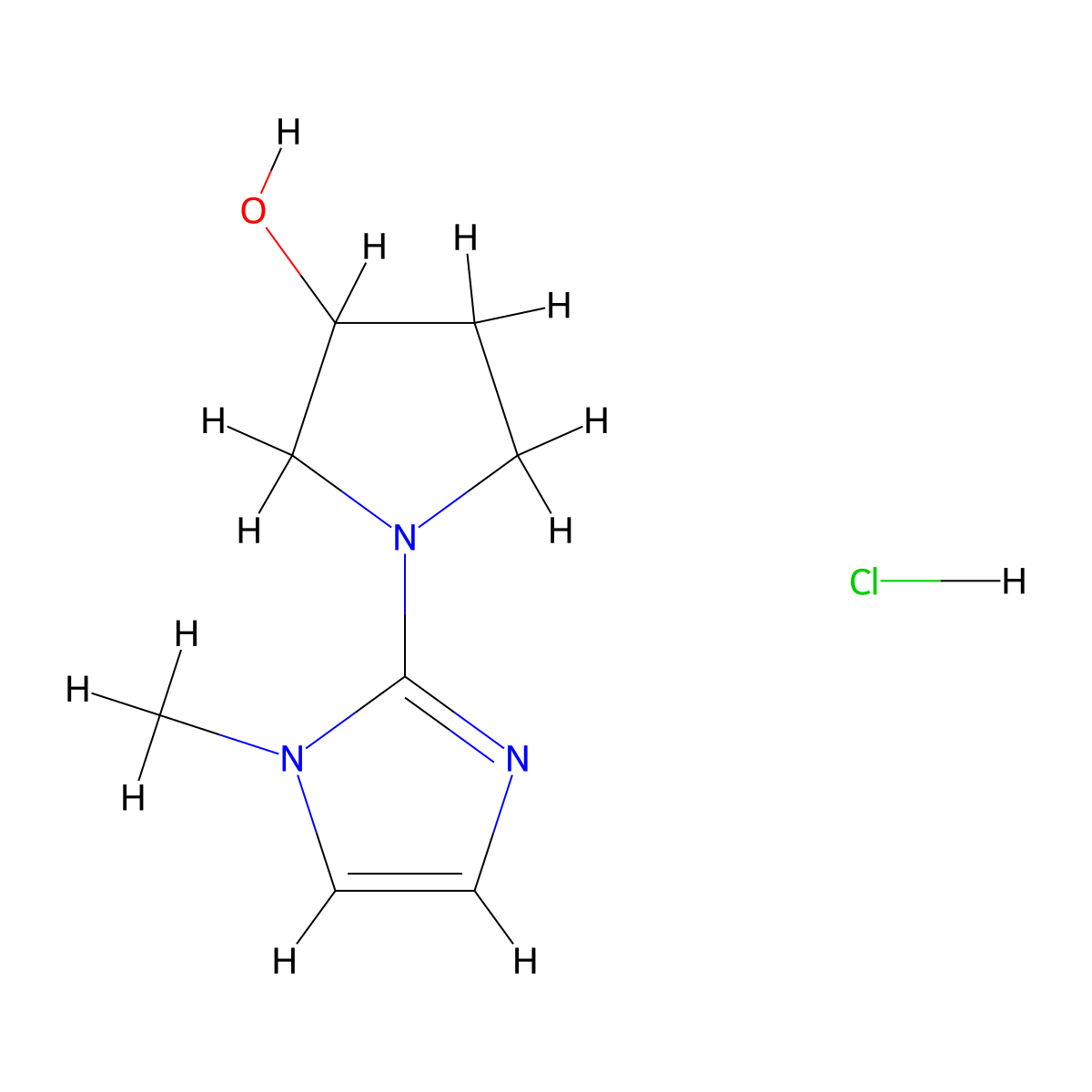 1-(1-methyl-1H-imidazol-2-yl)pyrrolidin-3-ol hydrochloride molecular structure, CAS 2624137-73-9