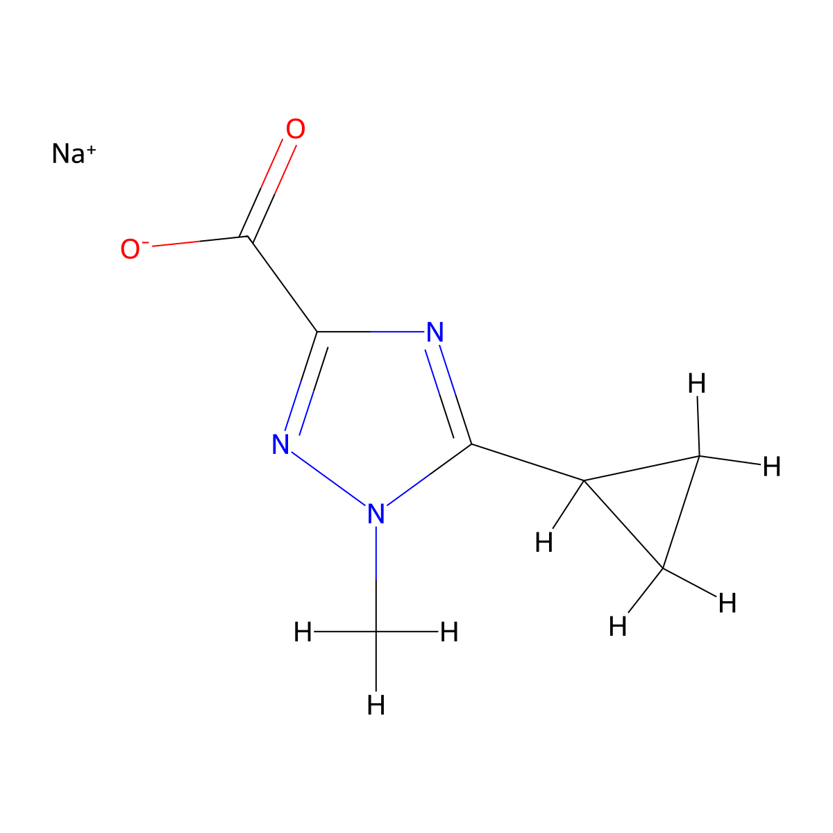 sodium 5-cyclopropyl-1-methyl-1H-1,2,4-triazole-3-carboxylate molecular structure, CAS 2624137-74-0